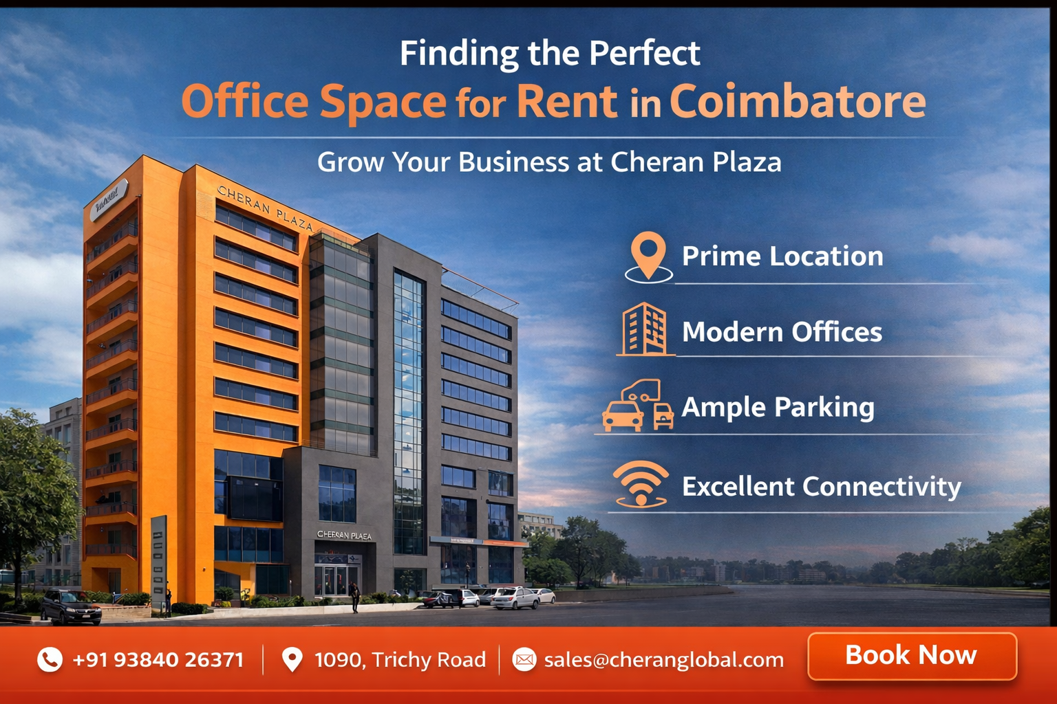 premium commercial space for rent in Coimbatore, or a strategically located workspace, Cheran Plaza meets all modern business requirements.